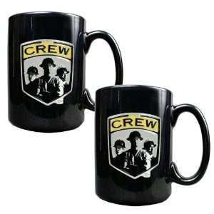 Columbus Crew MLS 2pc Black Ceramic Mug Set   Primary Team Logo