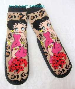 Betty Boop Slipper Socks Sandal Shoes Glitter Shoe Sock Slip Free NWT 