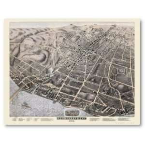  Poughkeepsie, NY Panoramic Map   1874 Print