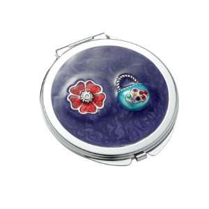  Purple Marble Round Iron Compact Mirror with Sandal 