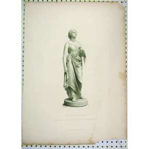    Antique Print Statue Lady Comus Engraved Roffe