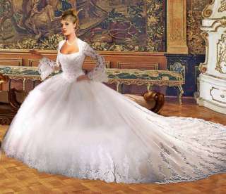 NO.3 New Perfect Long Sleeve Gown Wedding Dress with 1.5M Train