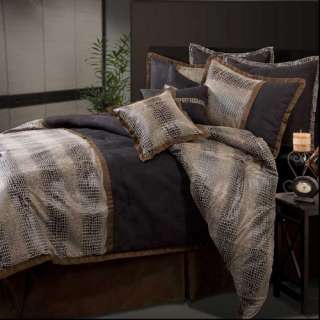 Chase Black and Chocolate King 8pc Comforter Set   NEW  