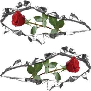  Ripped / Torn Metal Look Decals Rose   3 h x 6 w 