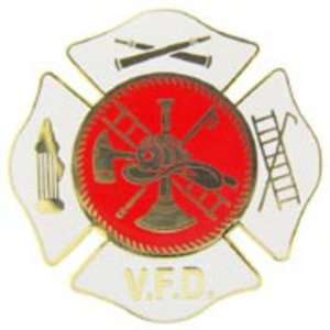  Volunteer Fire Department Logo Pin White 1 1/2 Arts 