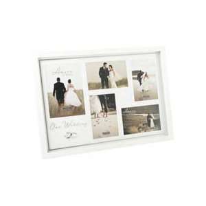   Collage Wedding Frame with Crystal Rings   5 Pictures 
