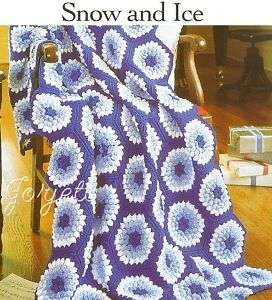 Snow and Ice Afghan, no sew crochet pattern, new  