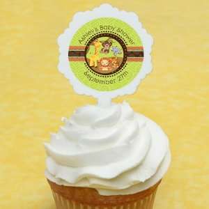 Fun Safari Jungle   12 Cupcake Picks & 24 Personalized Stickers   Baby 