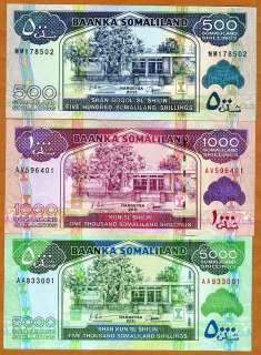 Somaliland Set, 500;1000;5000 shillings, 2011 P New, UNC  