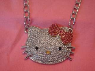 HELLO KITTY NECKLACE WITH SWAROVSKI CRYTAL PINK *CUTE*  