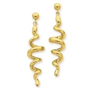  Corkscrew Dangle Post Earrings in 14k Yellow Gold Jewelry