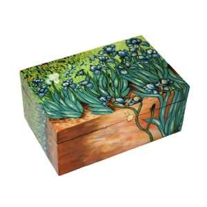  Coromandel IRIS Hand Carved,Hand Painted Wooden Box 9x6x4 