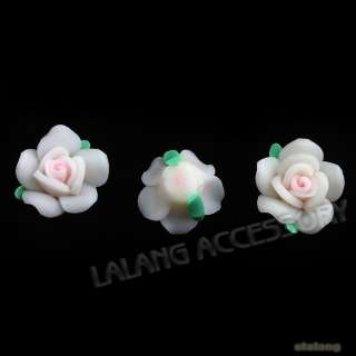 30x New White Flower Charm Flatback Polymer Clay Bead 20mm Fit 