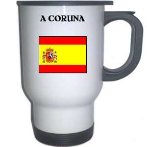  Spain (Espana)   A CORUNA White Stainless Steel Mug 