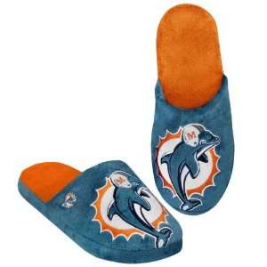 MIAMI DOLPHINS OFFICIAL LOGO PLUSH SLIPPERS SIZE L  Sports 