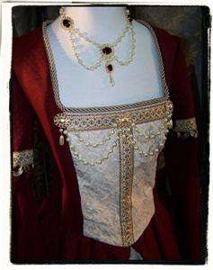 Burgundy and Gold Tudor Wedding Dress Renaissance costume Gown B 41