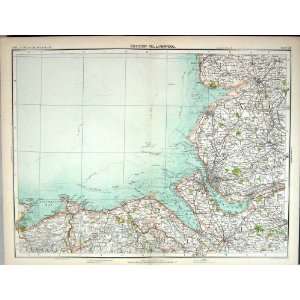   Map England 1891 Liverpool River Dee Mersey Southport