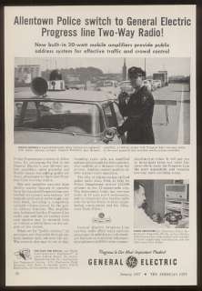 1957 Allentown police photo G.E. cop car radio ad  