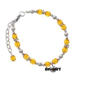   Cowgirl Black Yellow Czech Glass Beaded Charm Bracelet [Jewelry