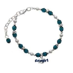   Cowgirl   Blue Navy Czech Glass Beaded Charm Bracelet [Jewelry