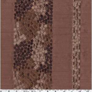  54 Wide Embroidered Shantung Theory Stripe Cocoa Fabric 