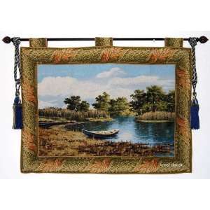  Serene Pond Scene Wall Hanging Tapestry Free Tassels