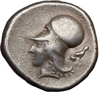 CORINTH Athena Pegasus Ancient Silver Greek Coin w DOG  