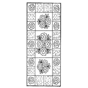  Antique Flower Patch   Rug Pattern on Linen   23X48