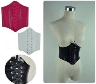 Vintage Women Corset Artificial Leather Wide Waist Belt  