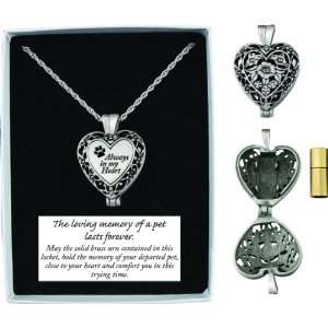  Pewter and Brass Cremation Heart Pendant Necklace   Pets Jewelry