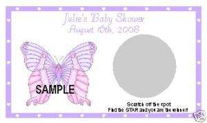 SCRATCH OFF PASTEL BUTTERFLY BABY SHOWER GAME CARDS  