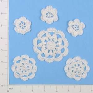  Crochet Doilies White assorted small sizes Pk/6