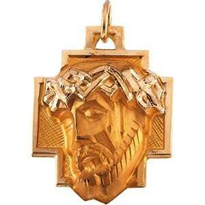  18.00X16.00 mm Head Of Jesus W Crown Cross Pendant CleverEve Jewelry