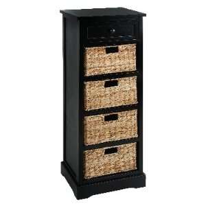  Stylish Wood Wicker Basket Storage Cabinet