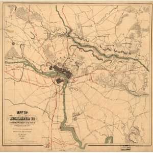  Civil War Map Map of Richmond, Va., and surrounding 