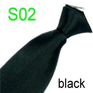 New Solid Mens Neck Tie 100% Silk Black Necktie S02  