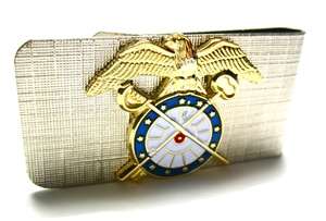 Quartermaster Military Brass Eagle on Silver Money Clip  