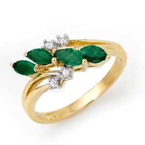  Genuine 0.40 ctw Emerald & Diamond Ring 10K Yellow Gold 