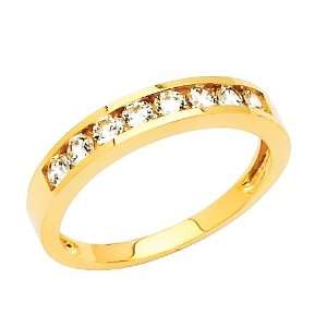 14K Yellow Gold Round Channel Set CZ Cubic Zirconia Wedding Band Ring 