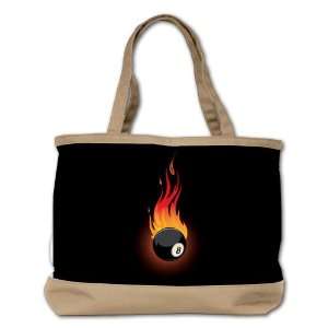  Bag Purse (2 Sided) Tan Flaming 8 Ball for Pool 