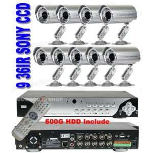    ccd ir camera 9ch 500g hd dvr security system cctv