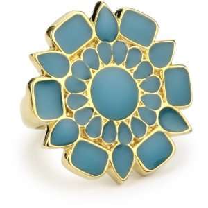  Isharya Big Icon Enamel Blue Curacao Ring, Size 9 Jewelry