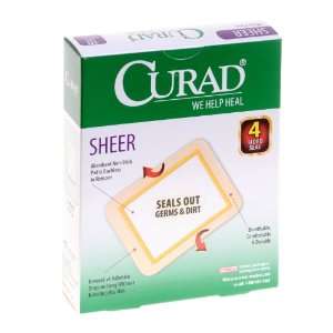  Bandage, Sheer, Curad, Adhesive, 3x4, 10ea Health 