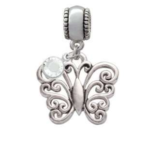  Filligree Curls Butterfly Charm European Charm Bead Hanger 