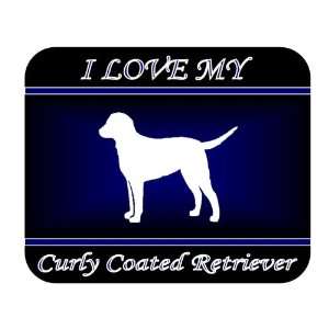  I Love My Curly Coated Retriever Dog Mouse Pad   Blue 