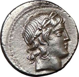   82 B.C.,Rome.Silver denarius APOLLO/ SATYR MARSYAS. Superb FDC  