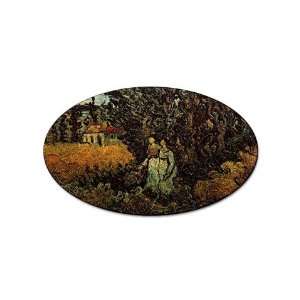  Cypresses and Two Women By Vincent Van Gogh Oval Magnet 