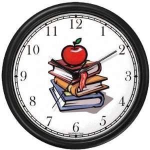  Red Apple on Top of School Books Wall Clock by WatchBuddy 