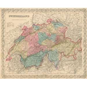    Colton 1855 Antique Map of Switzerland   $279