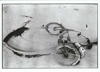Bicycle and Blood in Sarajevo Bosnia War 1994 Postcard  